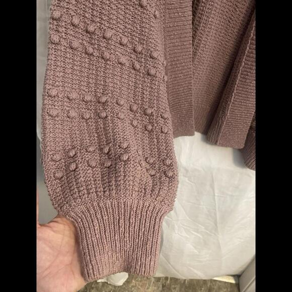 Madewell Bobble Cardigan Sweater Women's Large Dusty Rose Pink Open Front - Picture 5 of 7
